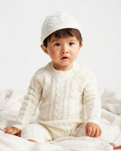 Washable Cashmere Cable One Piece & Hat Set