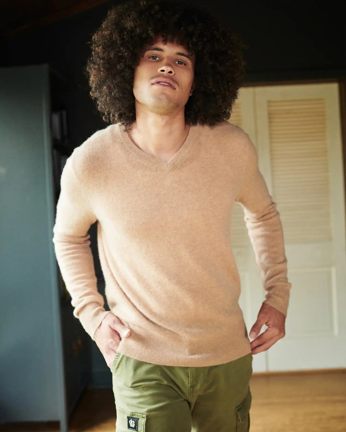 Mongolian Cashmere V-Neck Sweater