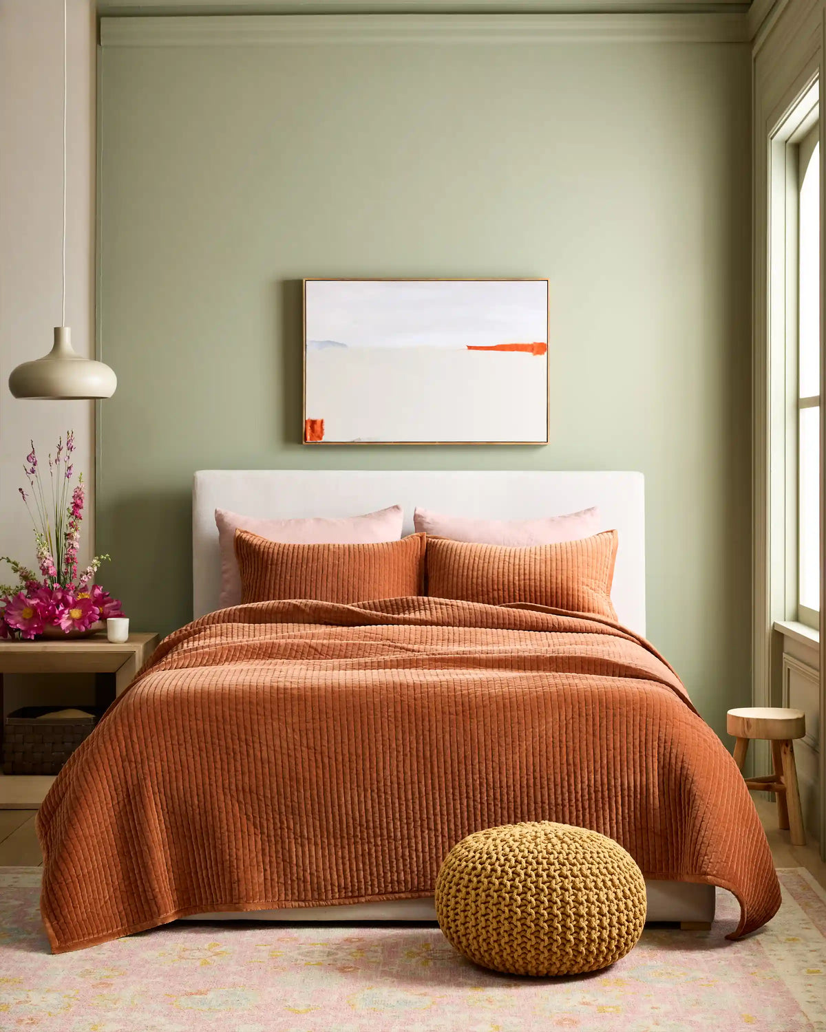 Cotton Velvet Vertical Channel Quilt