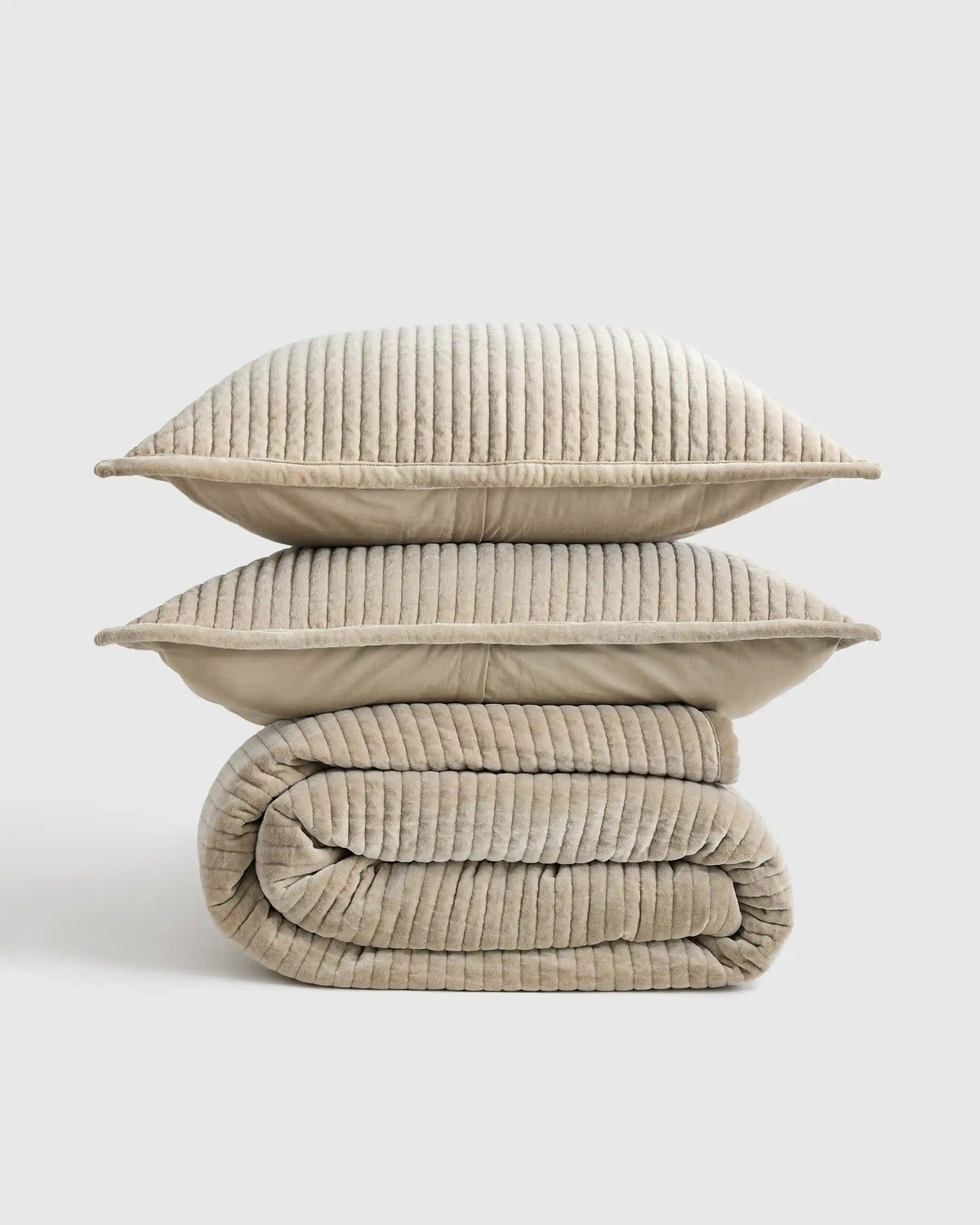 Cotton Velvet Vertical Channel Quilt Set