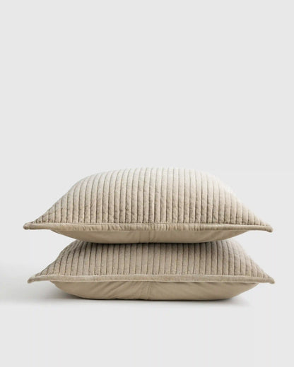 Cotton Velvet Narrow Channel Quilted Sham Set