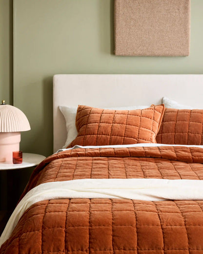 Cotton Velvet Box Quilted Sham Set