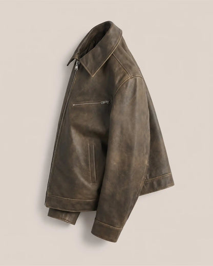 100% Leather Oversized Bomber Jacket