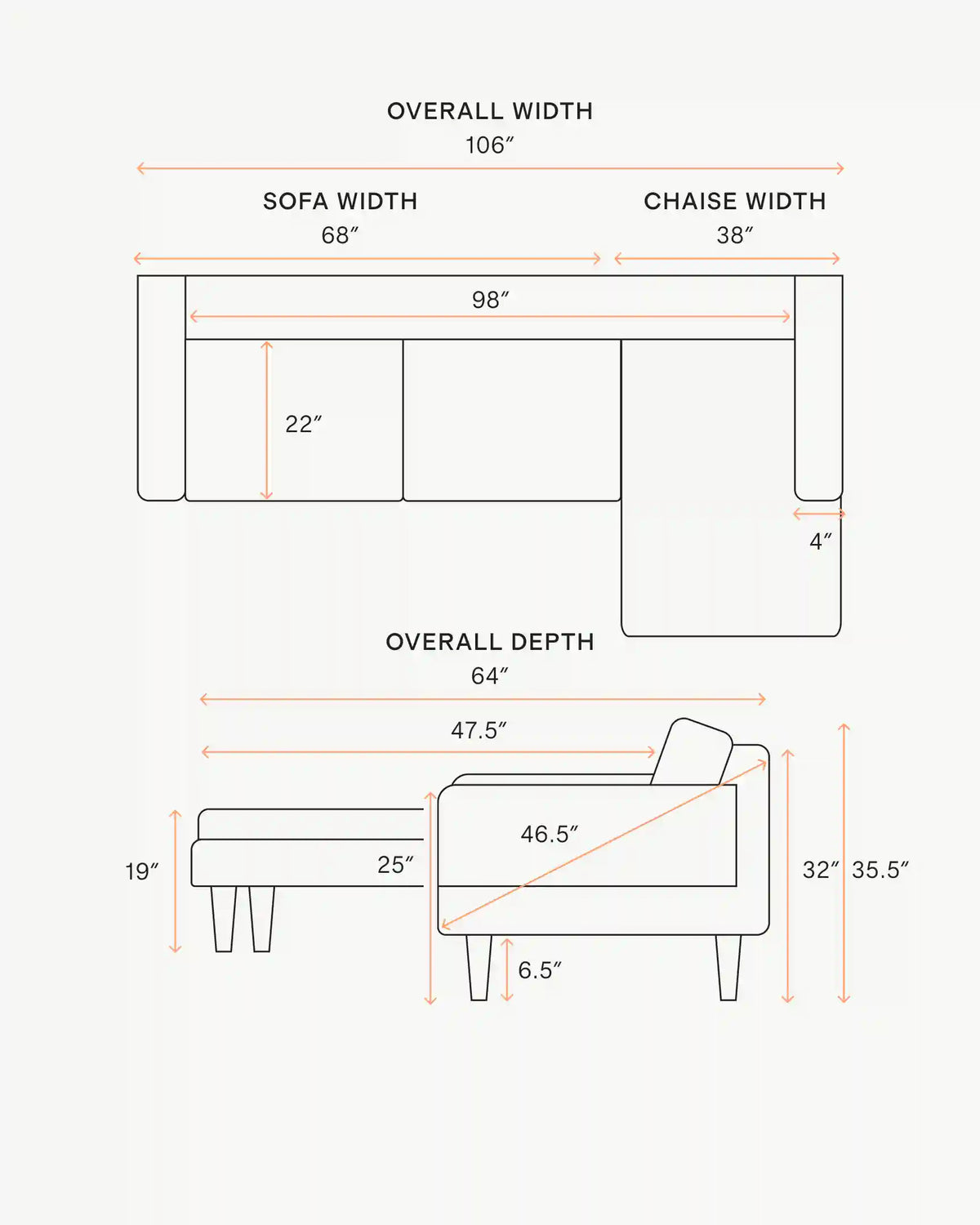 Atlas Midcentury Chaise Sectional in Performance Velvet