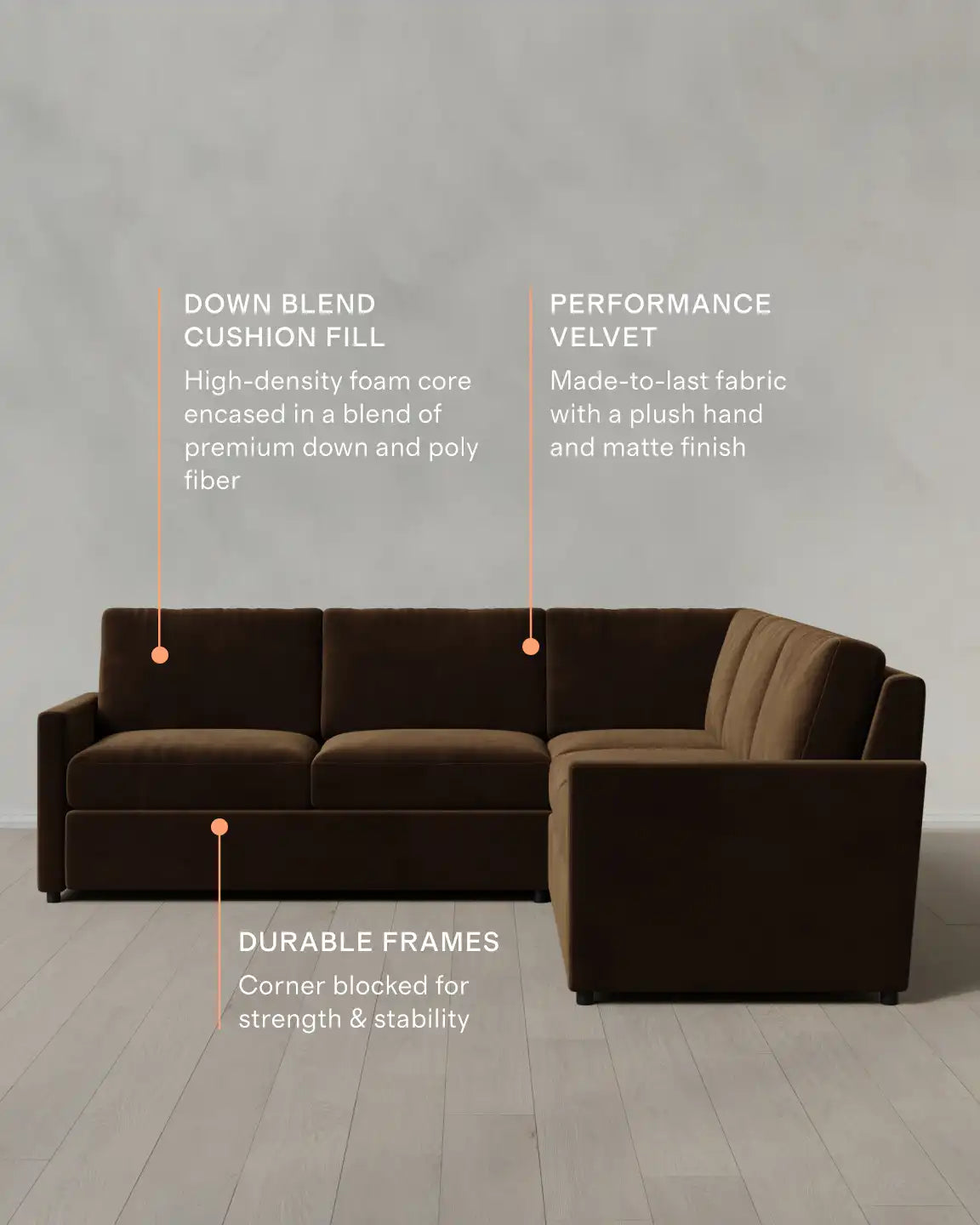 Brennan L Sectional in Performance Velvet
