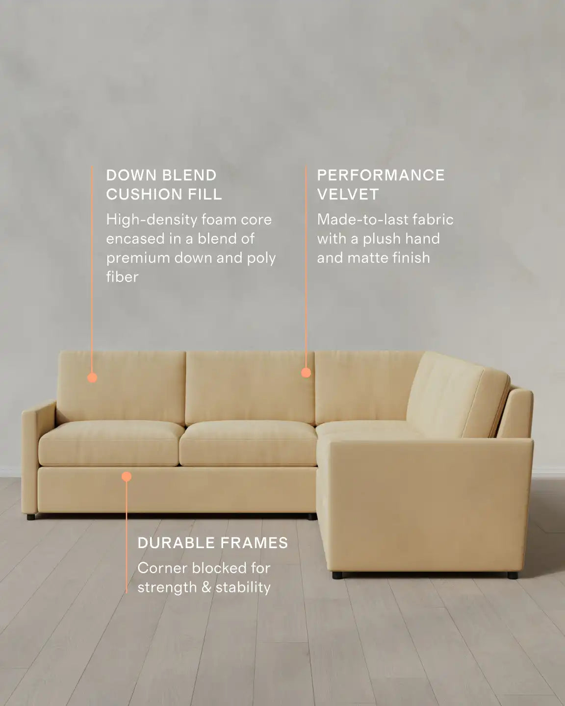 Brennan L Sectional in Performance Velvet