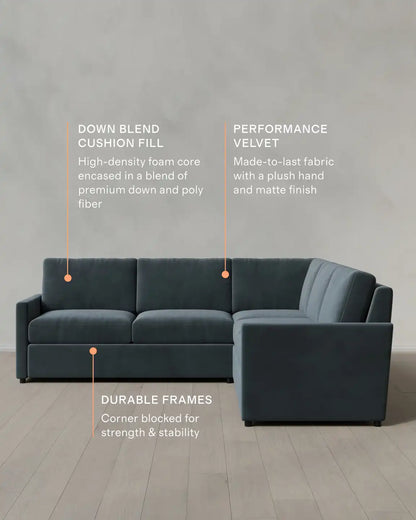 Brennan L Sectional in Performance Velvet