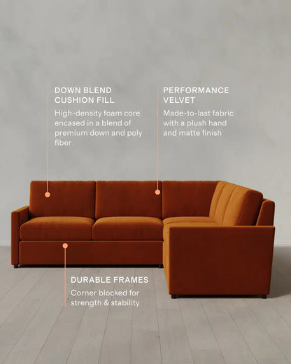 Brennan L Sectional in Performance Velvet