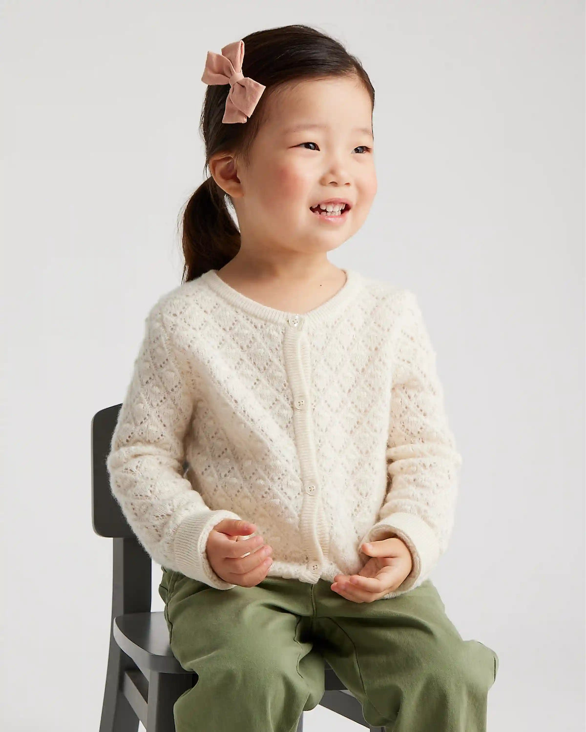 Washable Cashmere Pointelle Cardigan
