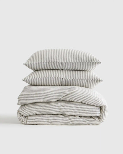 European Linen Stripe Duvet Cover Set