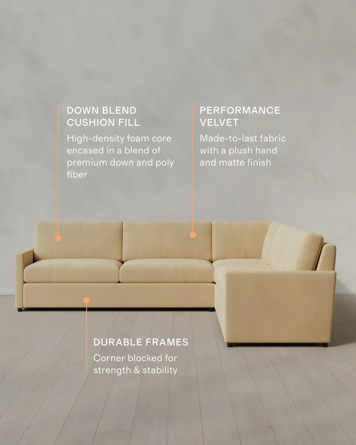 Brennan L Sectional in Performance Velvet