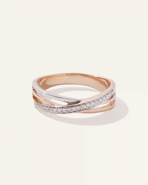 14K Gold Diamond Orbit Ring