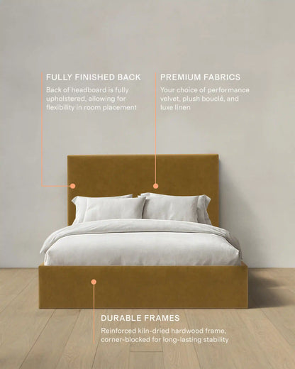 Square Bed in Performance Velvet