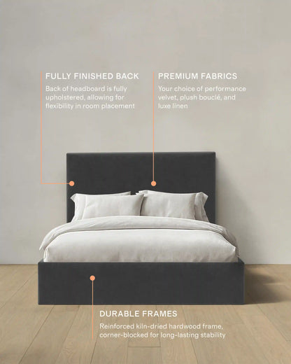 Square Bed in Performance Velvet