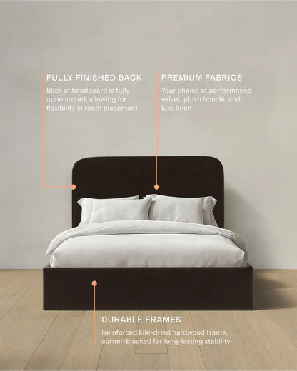 Curved Bed in Performance Velvet