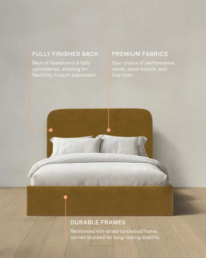 Curved Bed in Performance Velvet