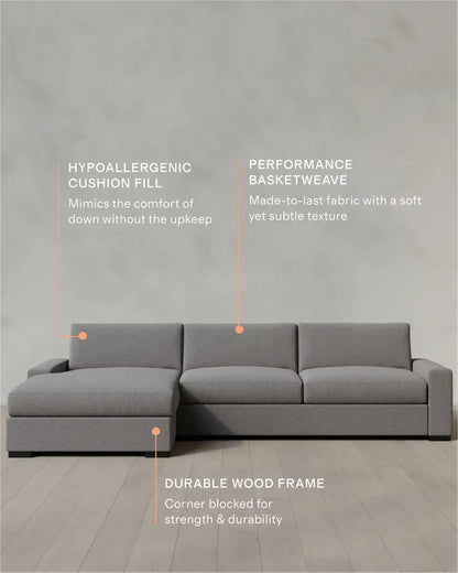 Stillman Chaise Sectional in Performance Basketweave