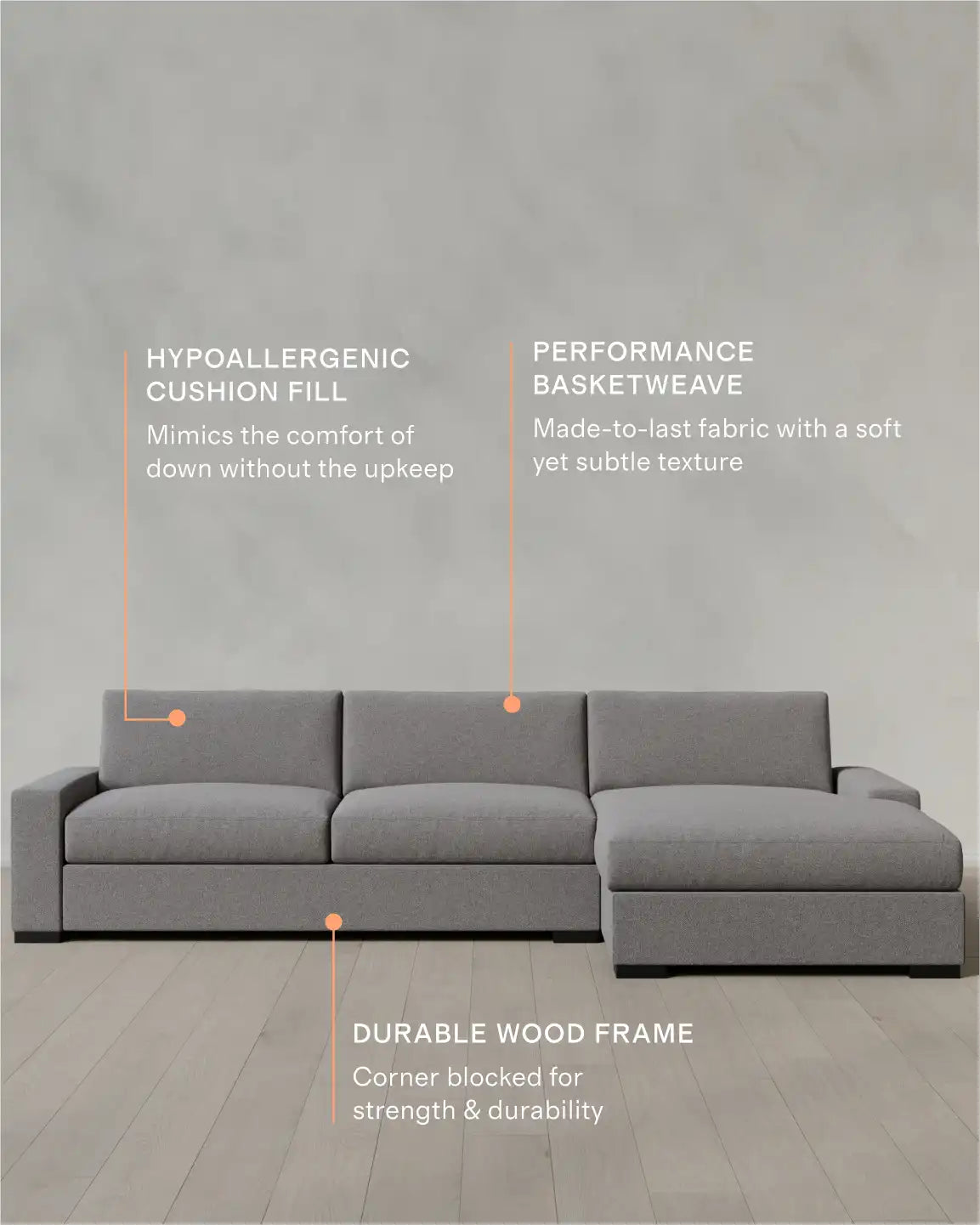 Stillman Chaise Sectional in Performance Basketweave