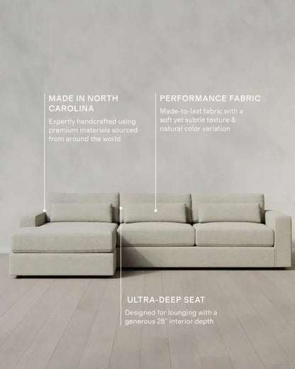 Ashford Deep Seat Chaise Sectional in Performance Basketweave