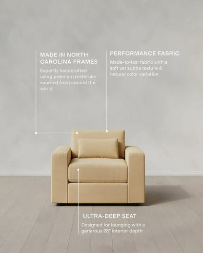 Ashford Deep Seat Chair and a Half in Performance Velvet