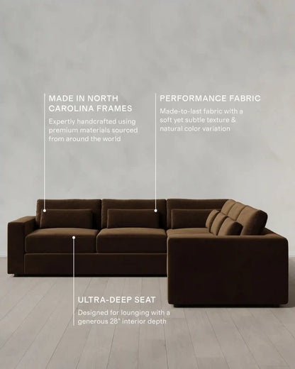 Ashford Deep Seat L Sectional in Performance Velvet