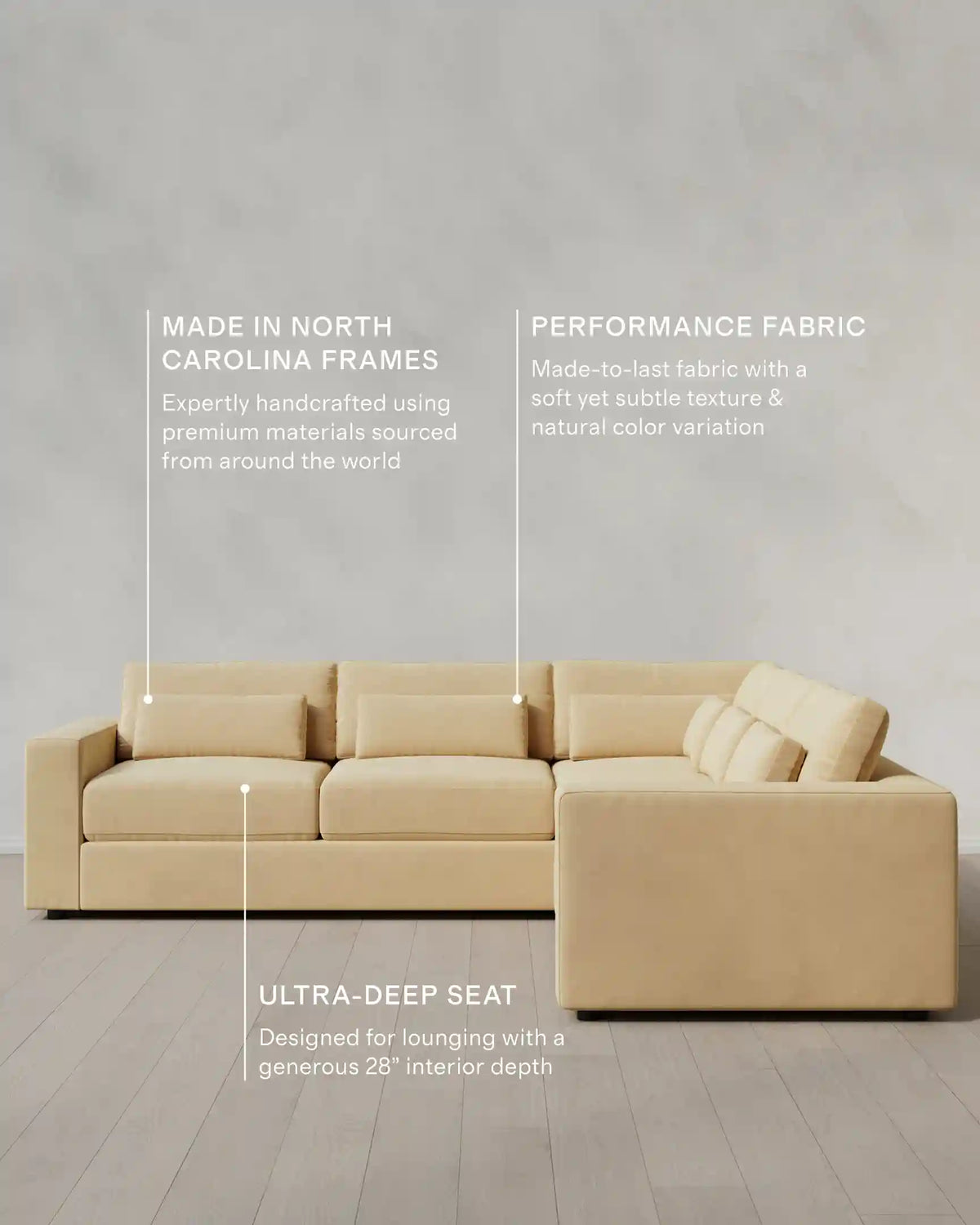 Ashford Deep Seat L Sectional in Performance Velvet