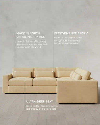 Ashford Deep Seat L Sectional in Performance Velvet