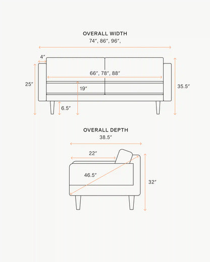 Atlas Midcentury Sofa in Performance Velvet