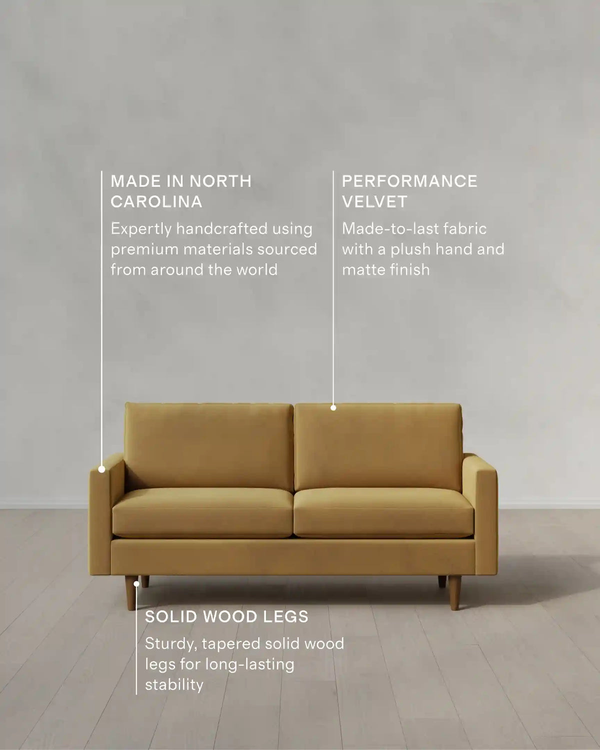 Atlas Midcentury Sofa in Performance Velvet
