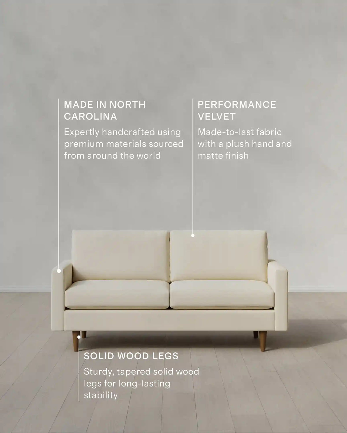 Atlas Midcentury Sofa in Performance Velvet