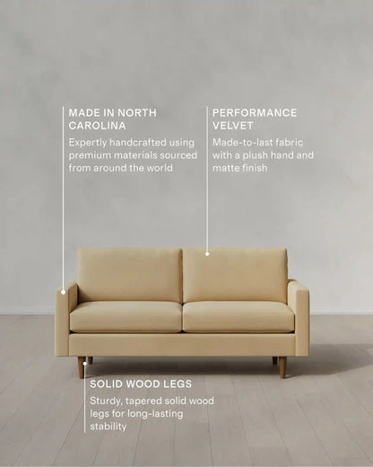 Atlas Midcentury Sofa in Performance Velvet