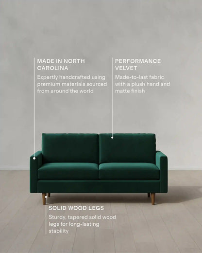 Atlas Midcentury Sofa in Performance Velvet
