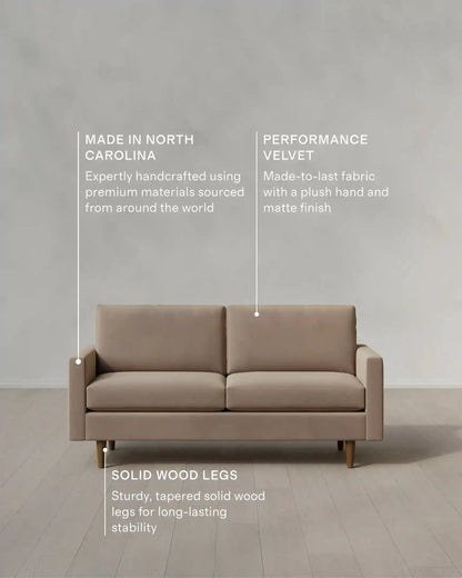 Atlas Midcentury Sofa in Performance Velvet