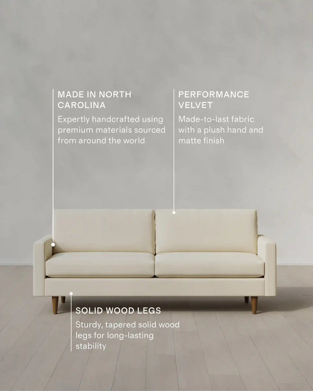 Atlas Midcentury Sofa in Performance Velvet