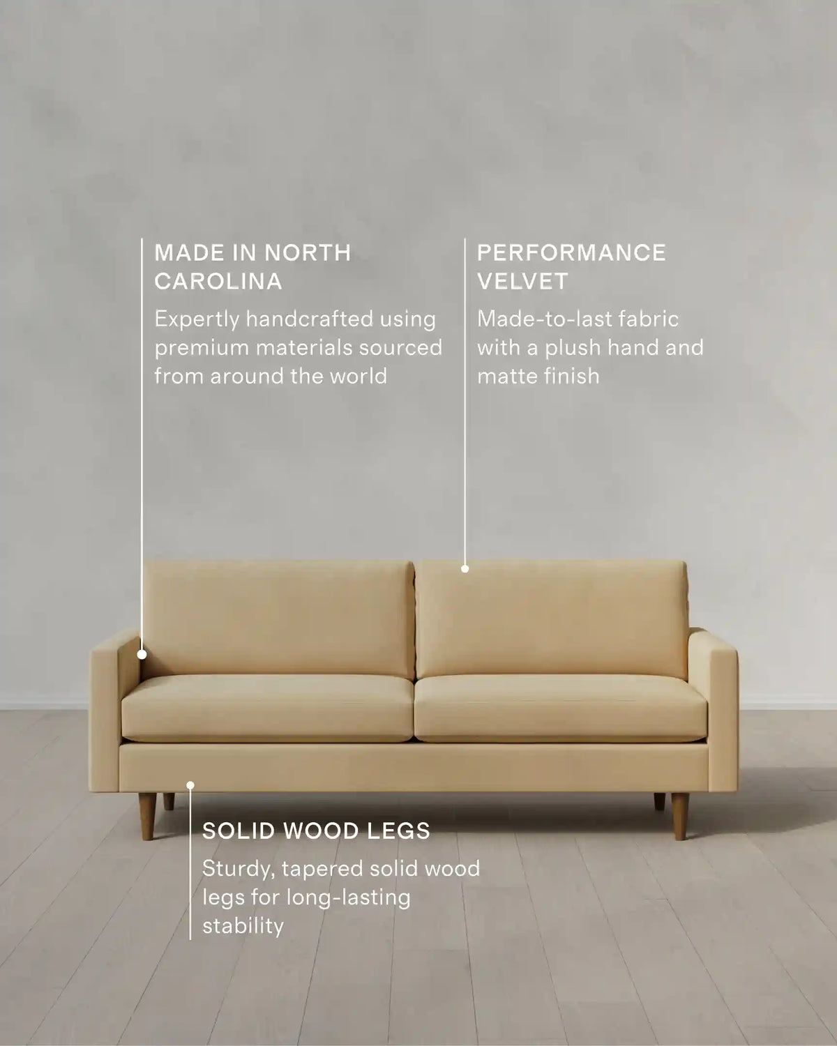 Atlas Midcentury Sofa in Performance Velvet
