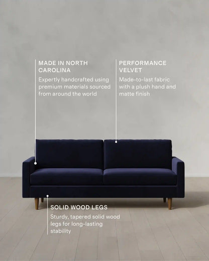 Atlas Midcentury Sofa in Performance Velvet