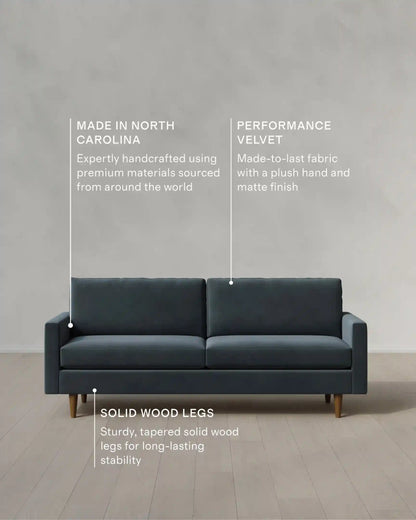 Atlas Midcentury Sofa in Performance Velvet