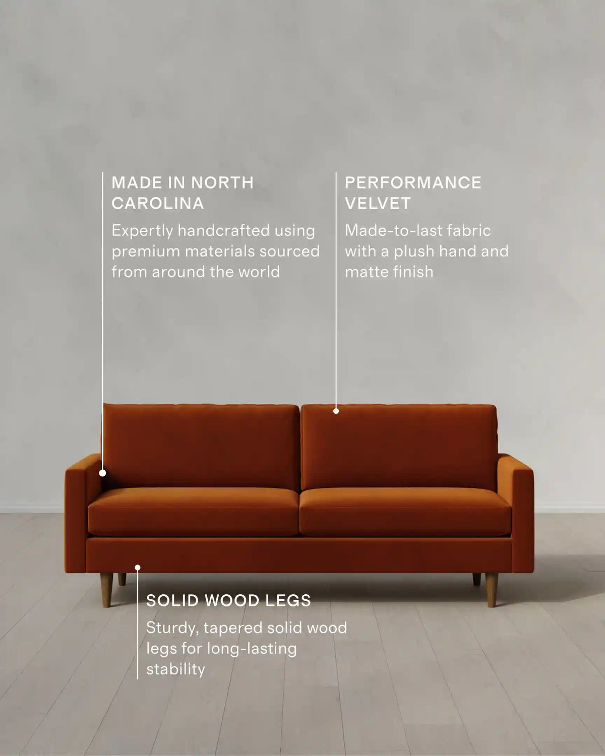 Atlas Midcentury Sofa in Performance Velvet