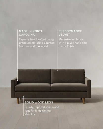 Atlas Midcentury Sofa in Performance Velvet
