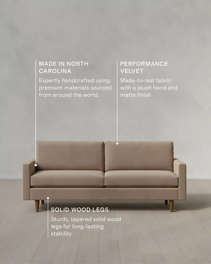 Atlas Midcentury Sofa in Performance Velvet