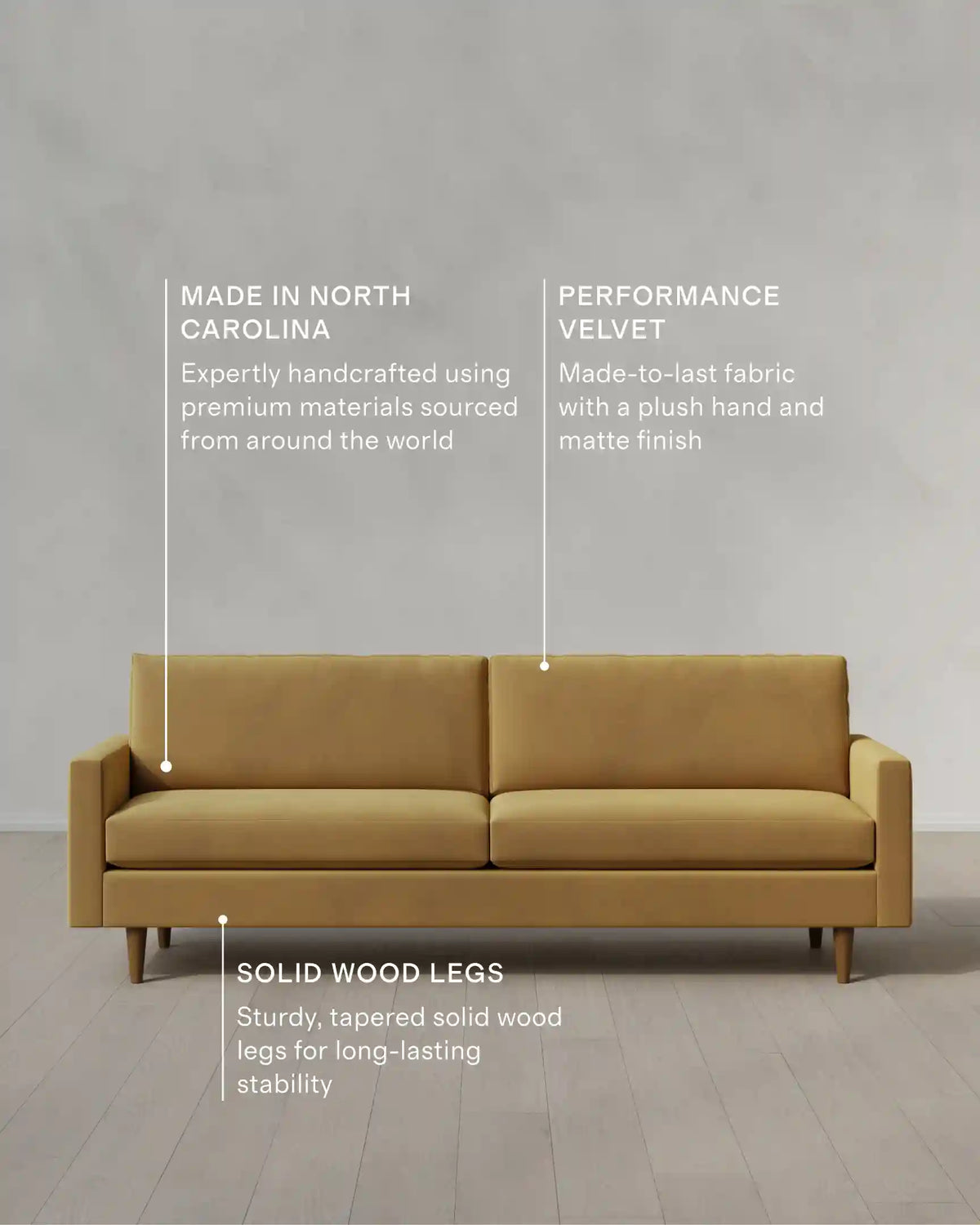 Atlas Midcentury Sofa in Performance Velvet