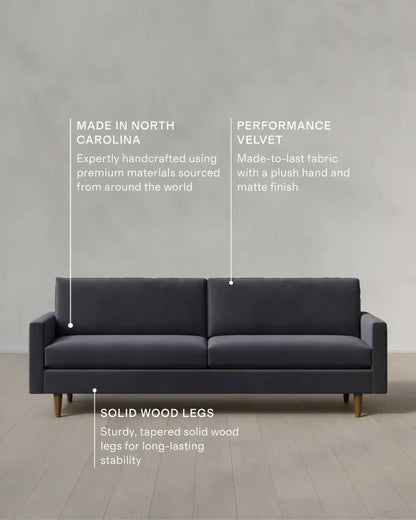 Atlas Midcentury Sofa in Performance Velvet