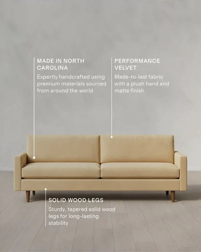 Atlas Midcentury Sofa in Performance Velvet