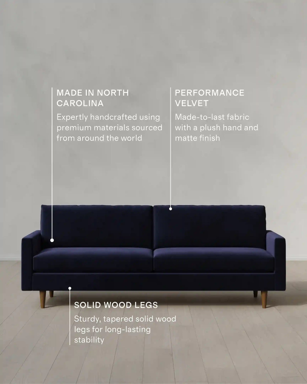 Atlas Midcentury Sofa in Performance Velvet
