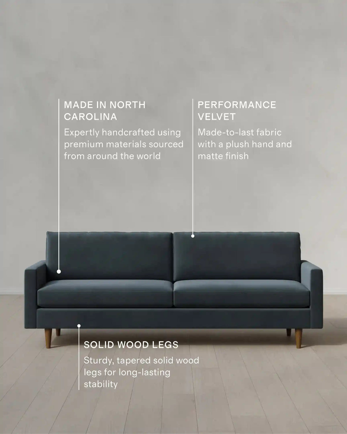 Atlas Midcentury Sofa in Performance Velvet