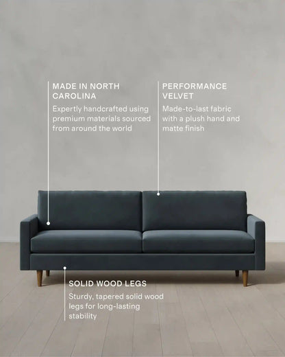 Atlas Midcentury Sofa in Performance Velvet
