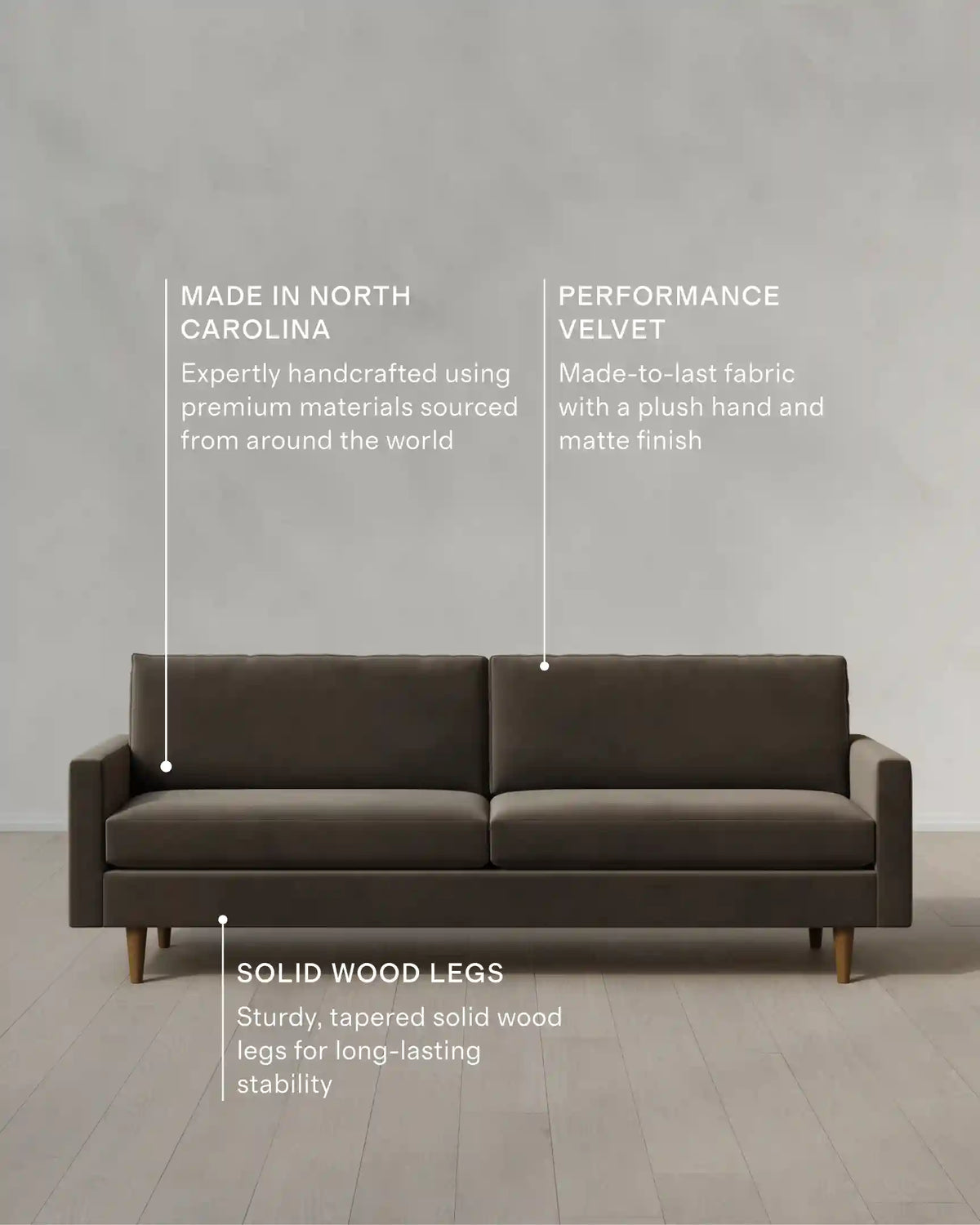 Atlas Midcentury Sofa in Performance Velvet