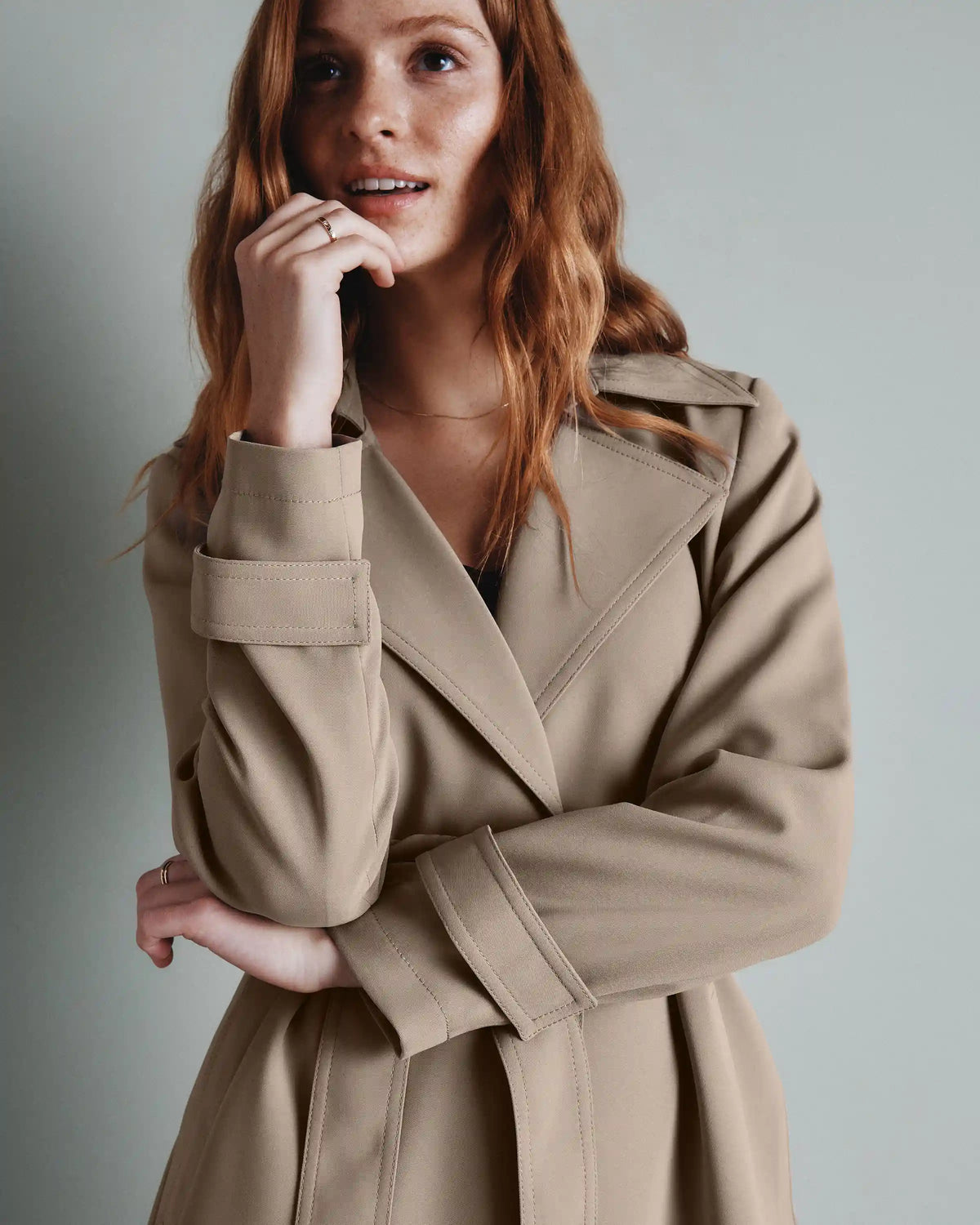 Stretch Crepe Trench Coat