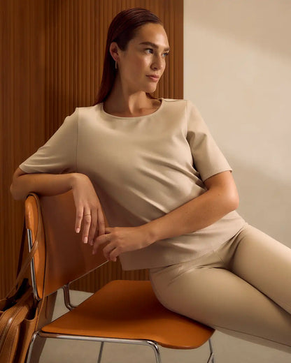 Ultra-Stretch Ponte Short Sleeve Top