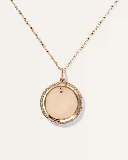 14K Gold Pave Zodiac Medallion Necklace